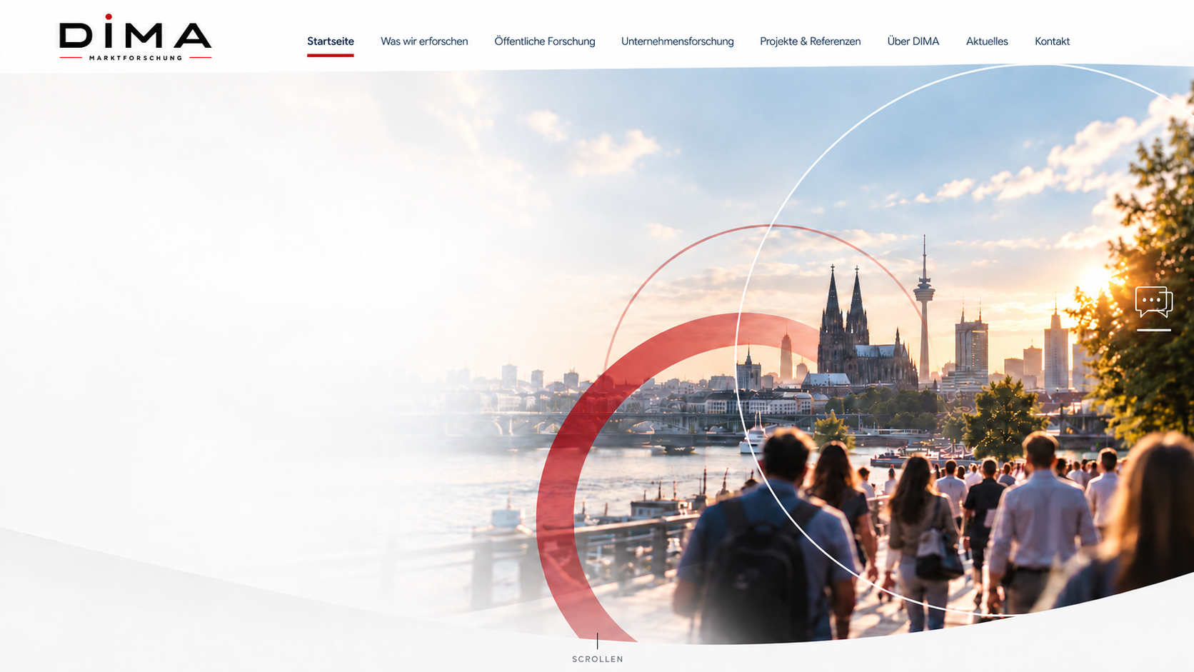 Stadt- und Menschenmotiv mit Kreisringgestaltung